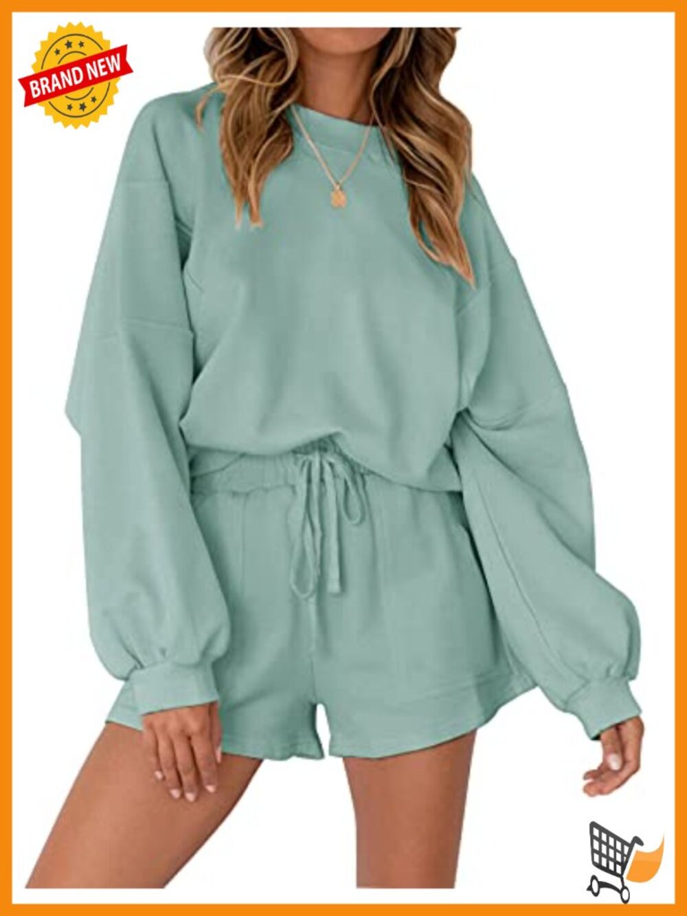 Oversized Batwing Lounge Set with Top and Shorts - Sweatsuit